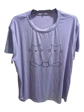 Cat Graphic T Shirt Sz XXL Purple Short Sleeve Women's NEW